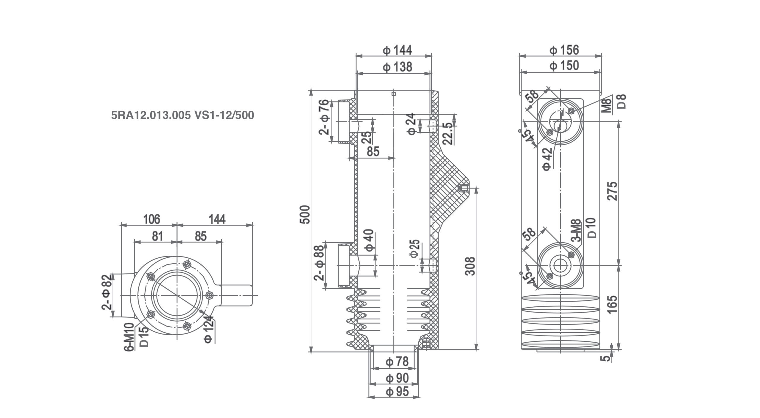 5RA12.013.005 VS1-12-500 Insulator Cylinder
