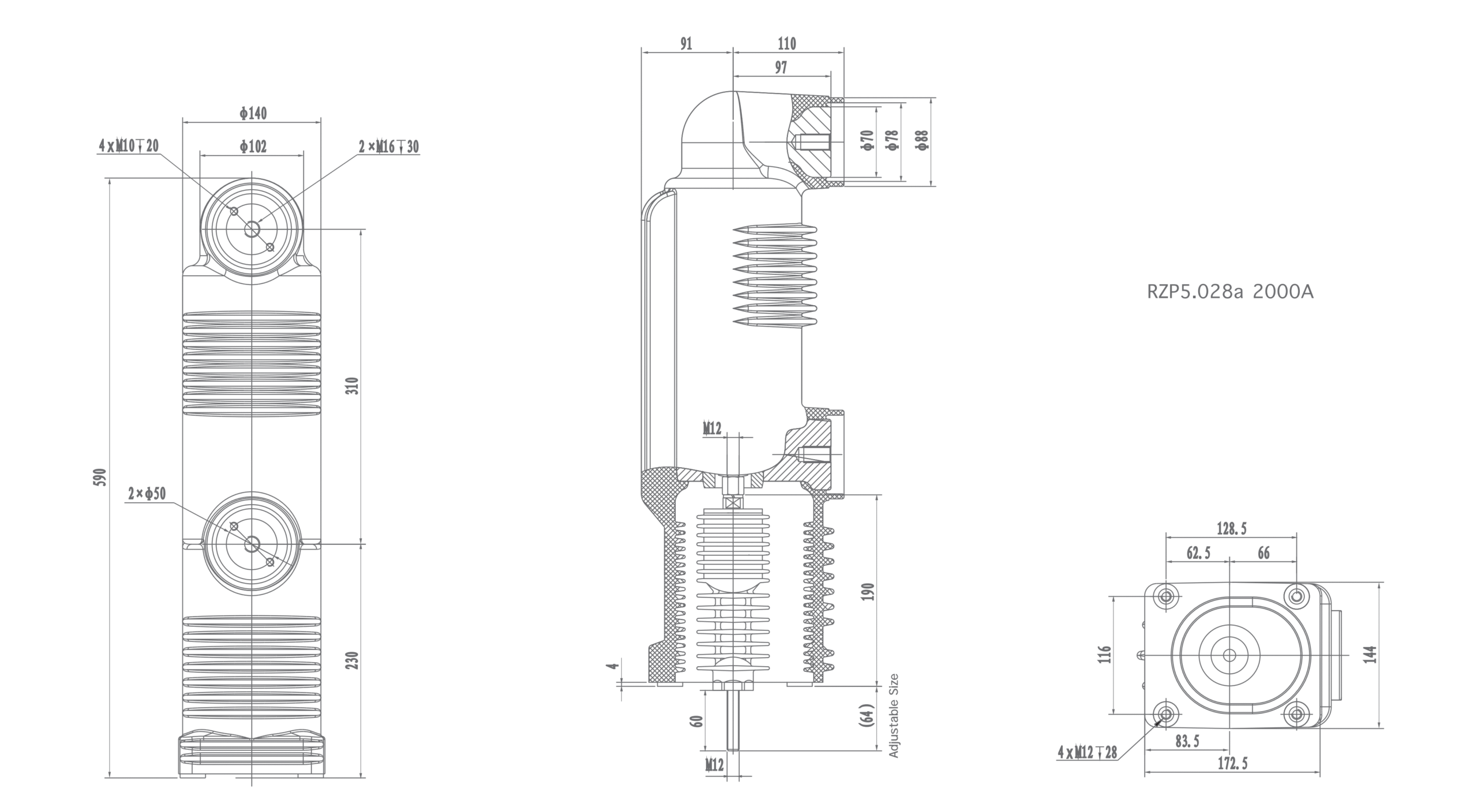 RZP5.028a 24 kV Embedded Pole, 2000A