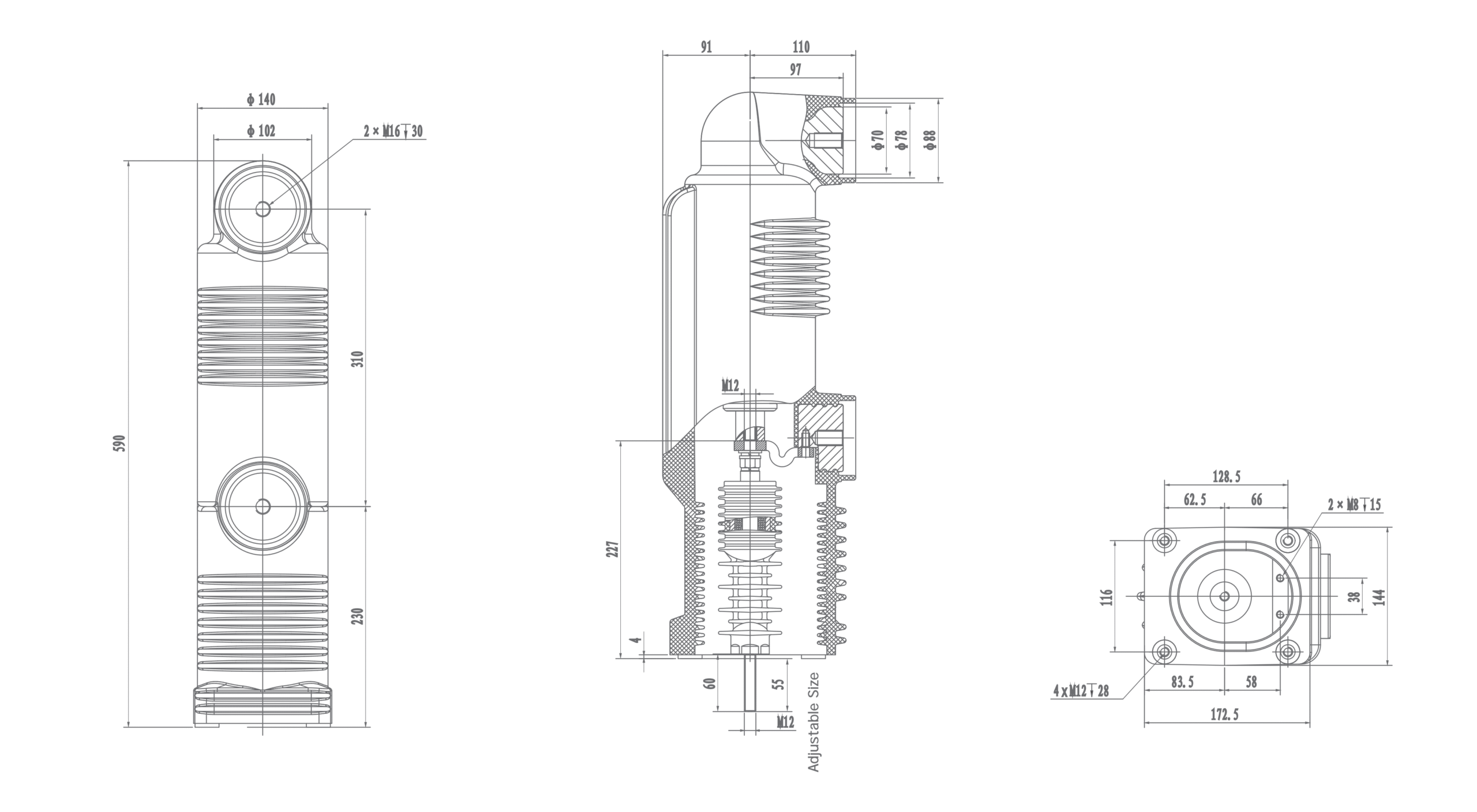 RZP5.028c 24 kV Embedded Pole, 1250A