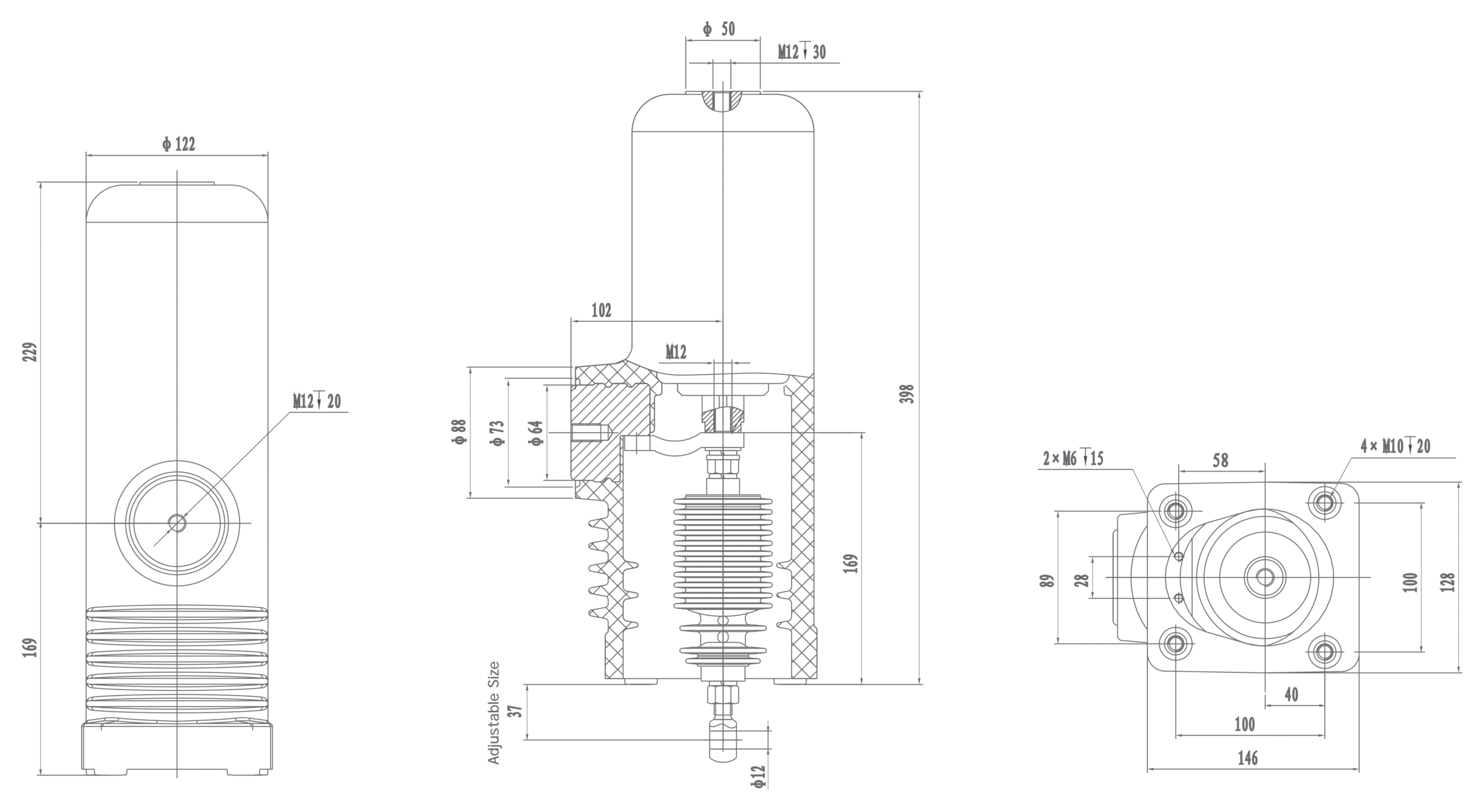 RZP5.037 12kV 24kV SF6 Embedded Pole, 1250A