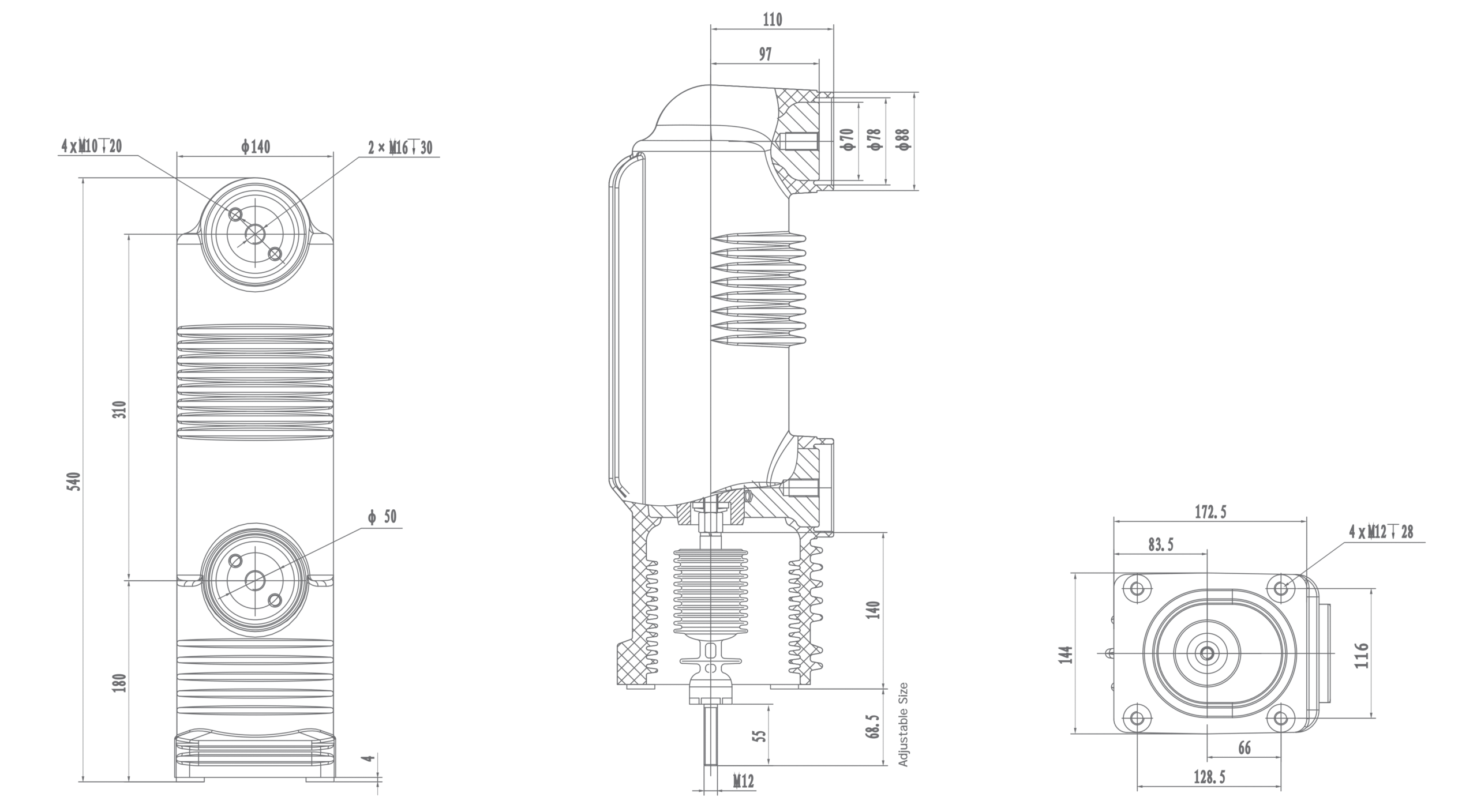 RZP5.038b 12 kV Embedded Pole, 2000A