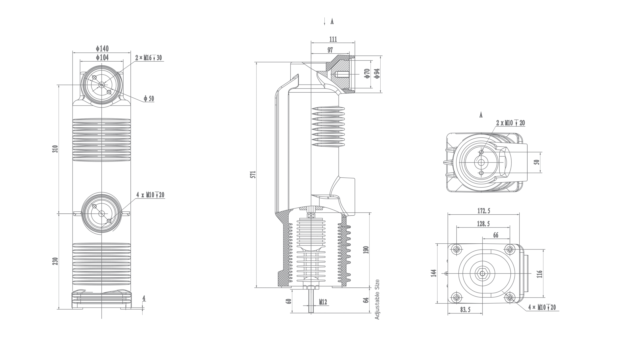 RZP5.049 24 kV Embedded Pole, 2500A