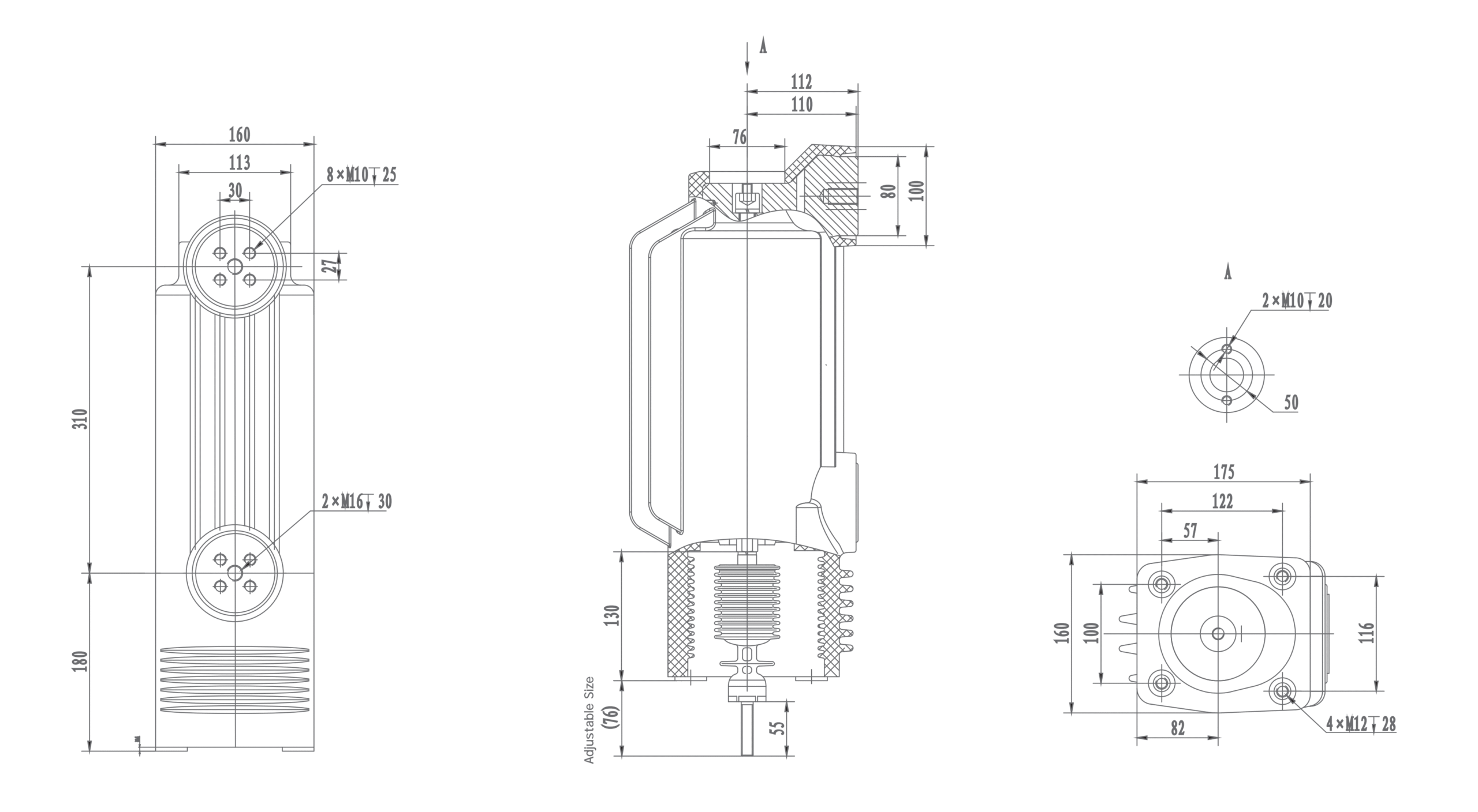 RZP5.076b 12 kV Embedded Pole, 3150A