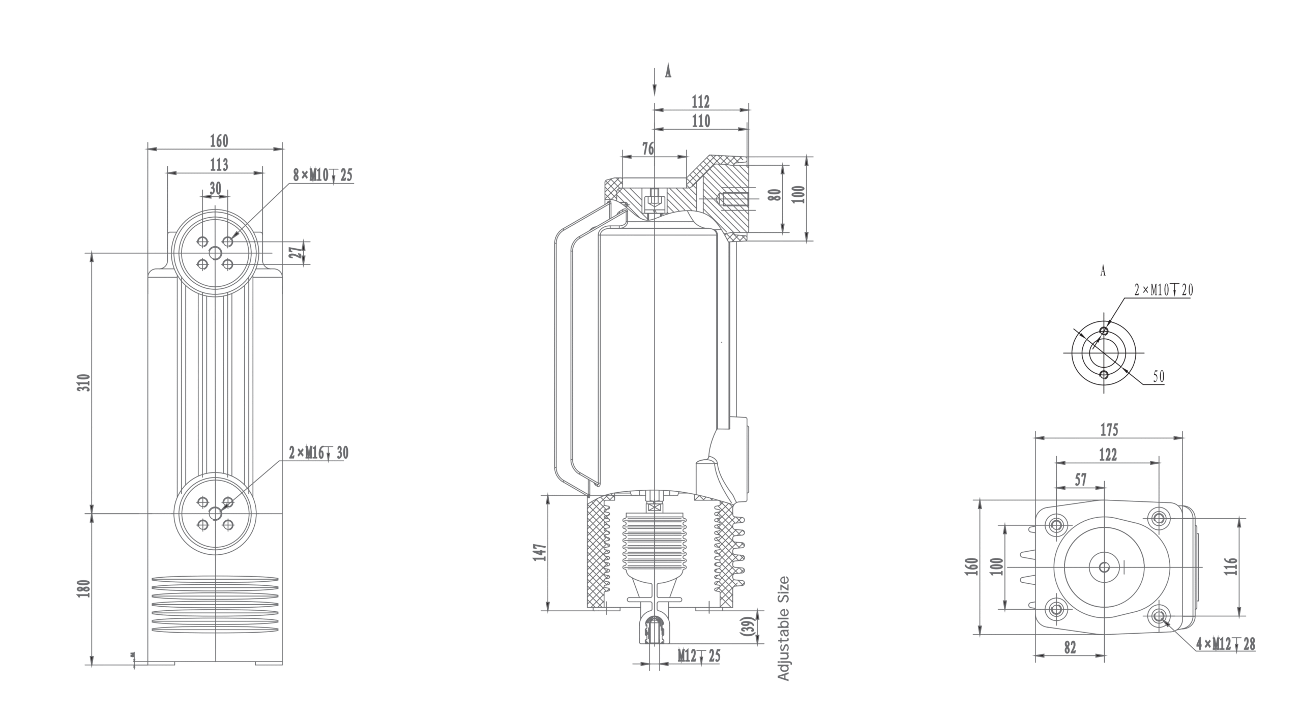 RZP5.076c-d 12 kV Embedded Pole, 3150A 4000A