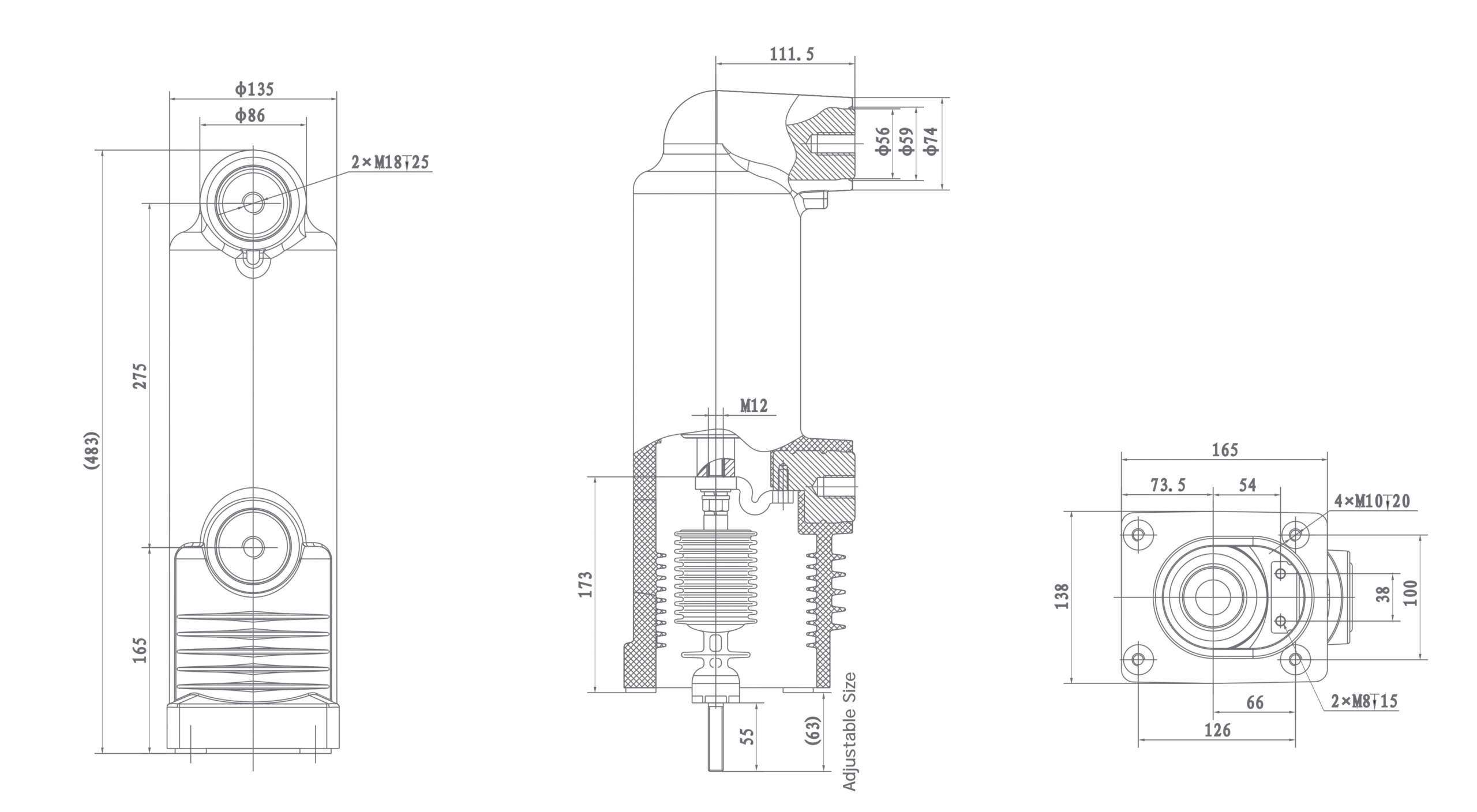 RZP5.079 12 kV Embedded Pole, 1250A