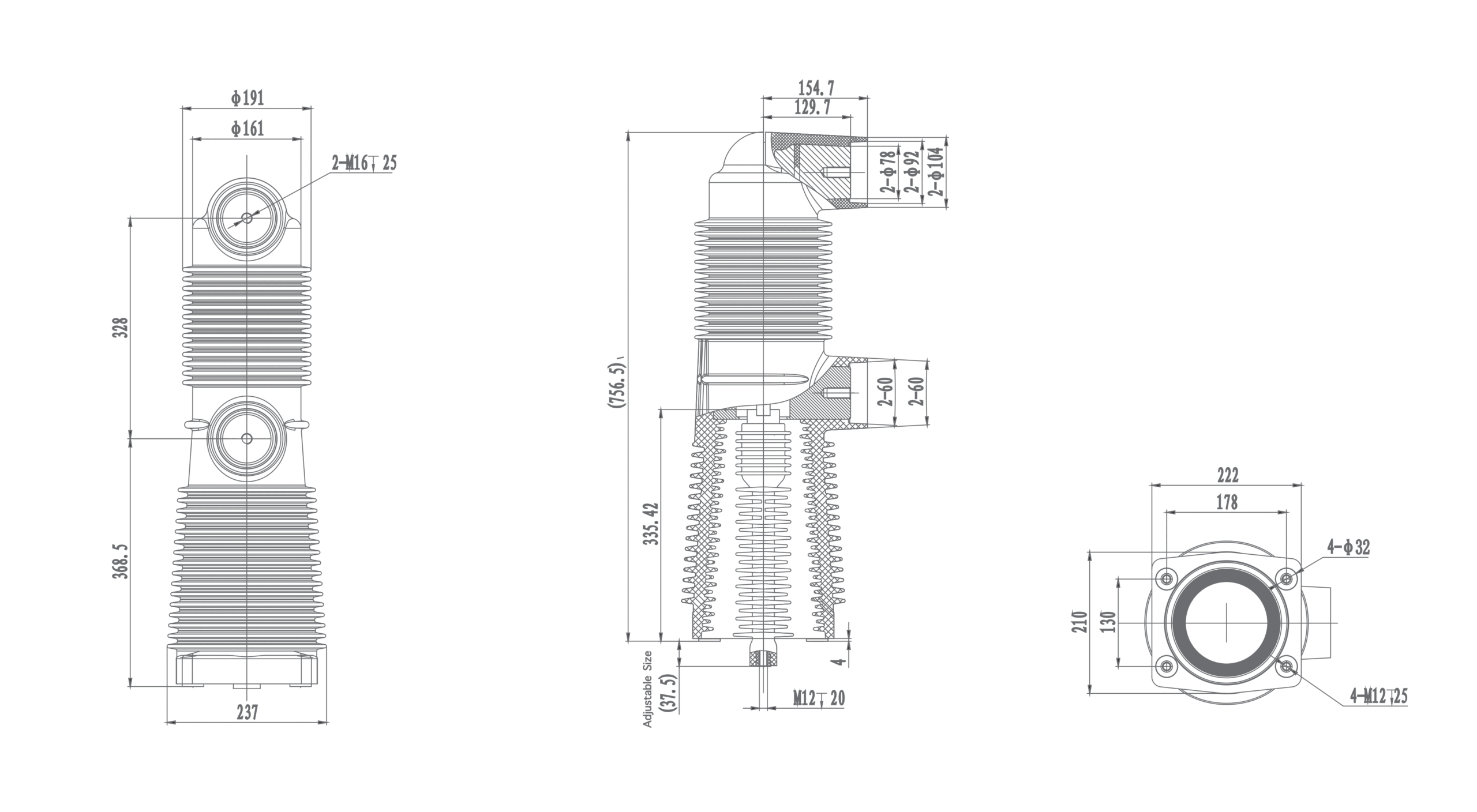 RZP5.086 40.5kV Embedded Pole, 1250A 1600A 2000A 2500A