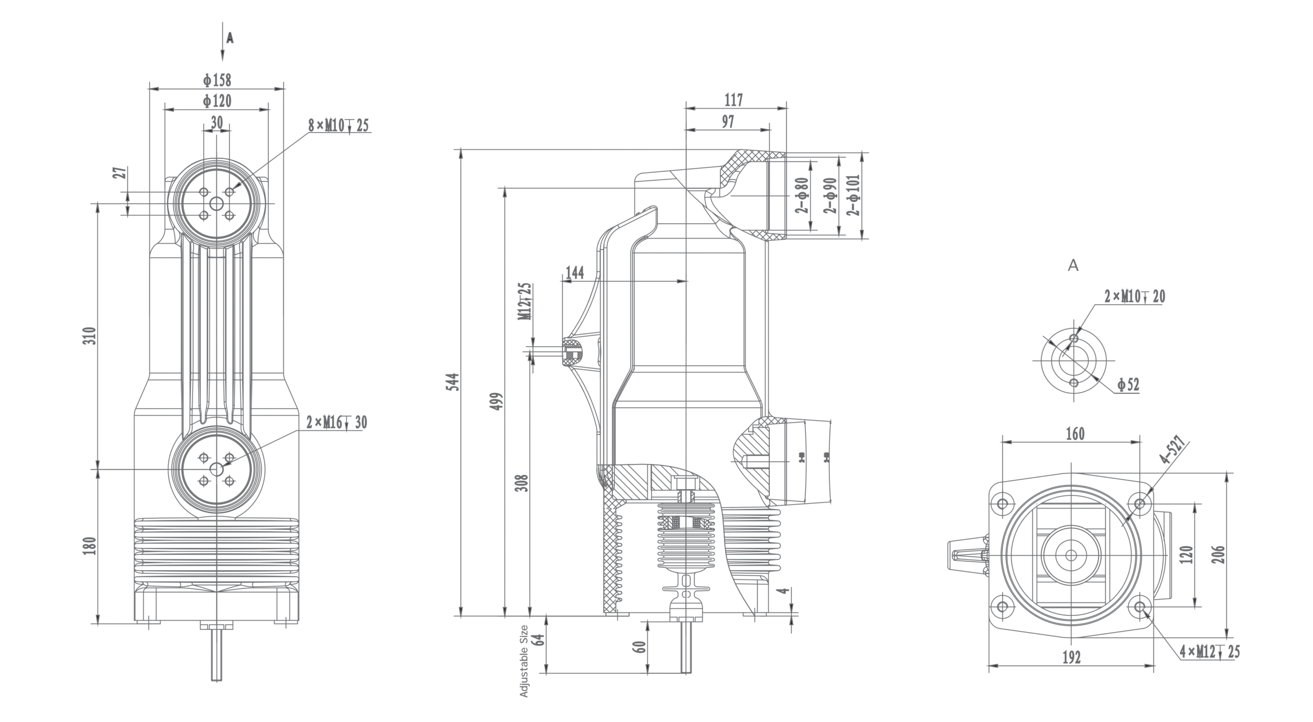 RZP5.110u 12 kV Embedded Pole, 3150A