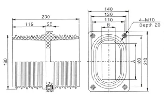 12KV Wall Bushing 110×180×230 - TG3-12KV Composite Shielding 2500-3150A