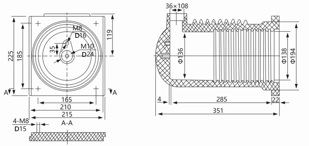 24KV Contact Box APG Molding 630-1600A - CH3-24KV225 40kA IP67 High-Voltage