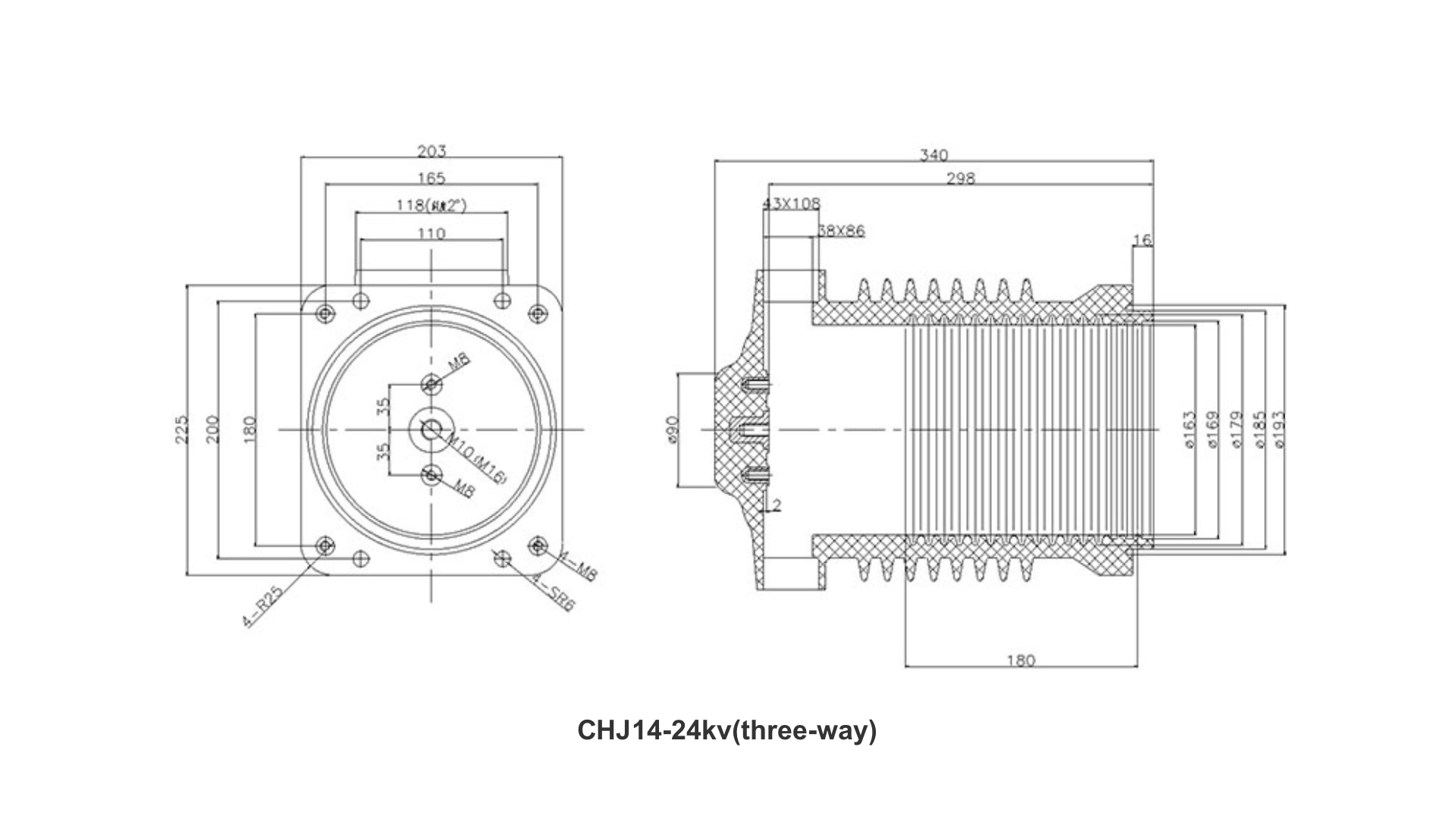 24KV Contact Box Reverse-Mounted Three-Way - CHJ14 1250-1600A 25kA Fully-Insulated