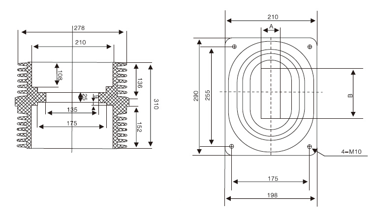 24KV Wall Bushing 175×255×310 - TG3-24KV Heavy-Duty 2500-5000A IP68 Extreme