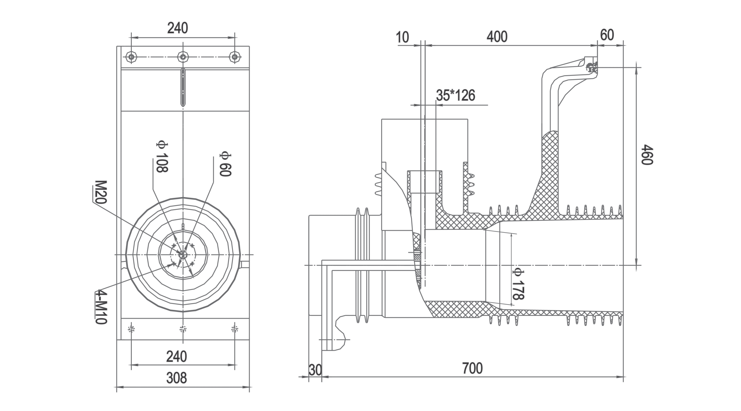 40.5KV High Altitude Shielded Contact Box - CH3 40.5-310P730 4000m 267kV Lightning Impulse 630-2500A