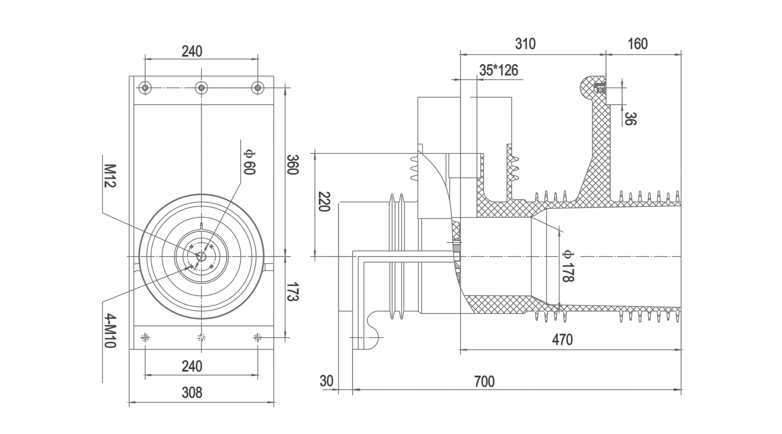 40.5KV Medium Altitude Shielded Contact Box - CH3 40.5-308P730 3000m 235kV Lightning Impulse 630-2500A