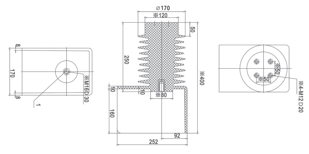 40.5kV Connected Insulator Ф170x385 400 - KYN28-24 VD4 Switchgear 630-3150A 185kV Lightning