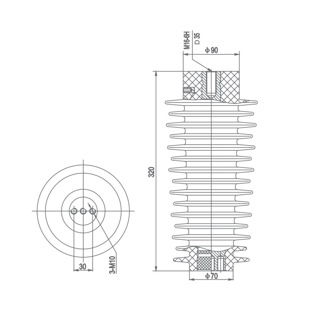 40.5kV Sensor Insulator CNN40.5-320340 Series - Ultra High Voltage 630-3150A 185kV Lightning