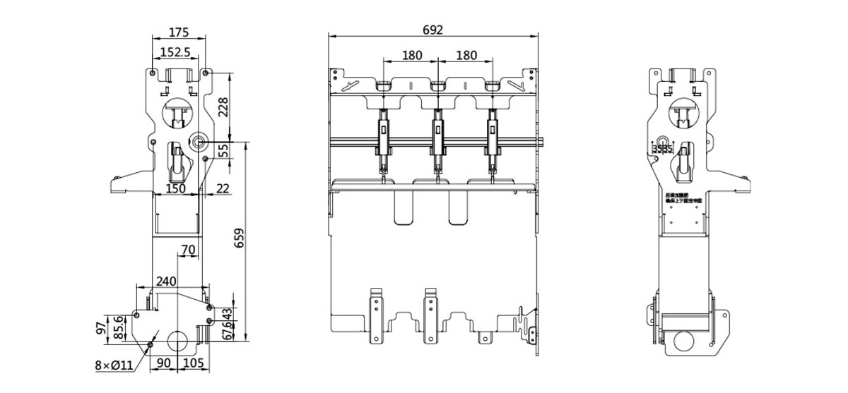 BE36XV-6303 SF6 Circuit Breaker 36kV 40.5kV 630A - Lower Isolation Switch 185kV Impulse 30 Cycles Automated