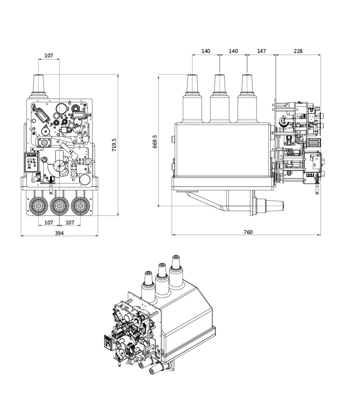 BE70V12 Solid Insulated RMU Core Unit 12kV 630A - SF6 Free Ring Main Unit APG Epoxy 20kA 25kA 10000 Ops