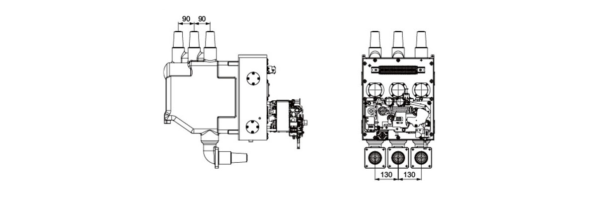 BE71V-12-630-3 Split Type Circuit Breaker 12kV 630A - Solid Insulated RMU Core Unit SF6 Free 20kA 25kA