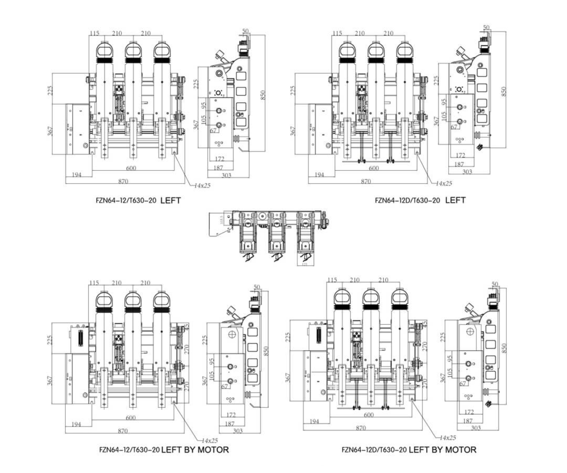 FZN64-12 Vacuum Load Break Switch 12kV 630A - HV LBS FZRN64 Fuse Combination 31.5kA Breaking 50kA Closing