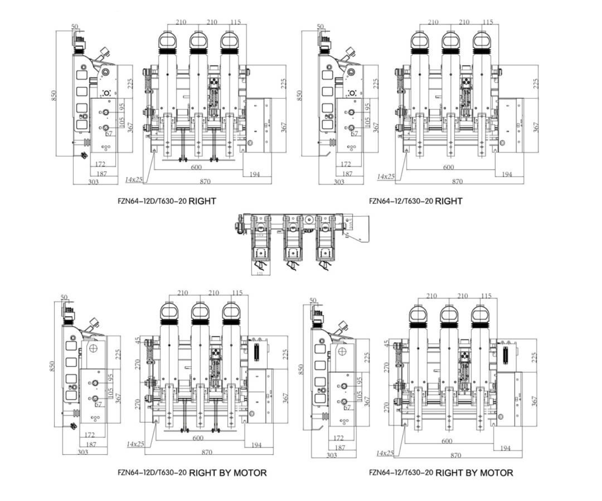 FZN64-12 Vacuum Load Break Switch 12kV 630A - HV LBS FZRN64 Fuse Combination 31.5kA Breaking 50kA Closing