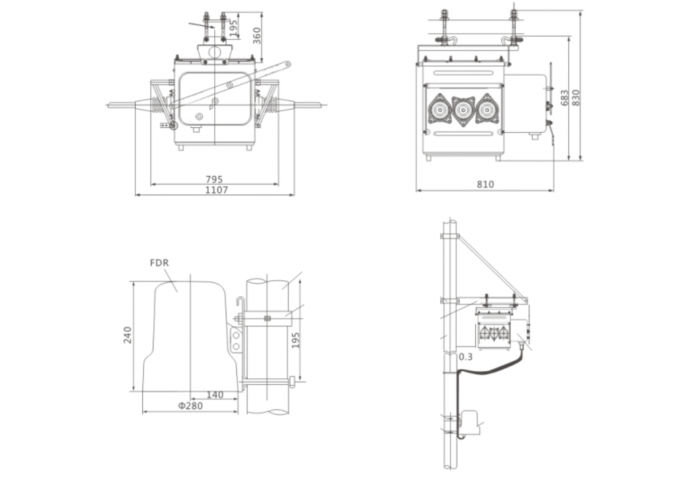 FZW28-12 Outdoor Vacuum Load Switch 12kV - Boundary Protection Zero-Sequence Detection Automatic Distribution