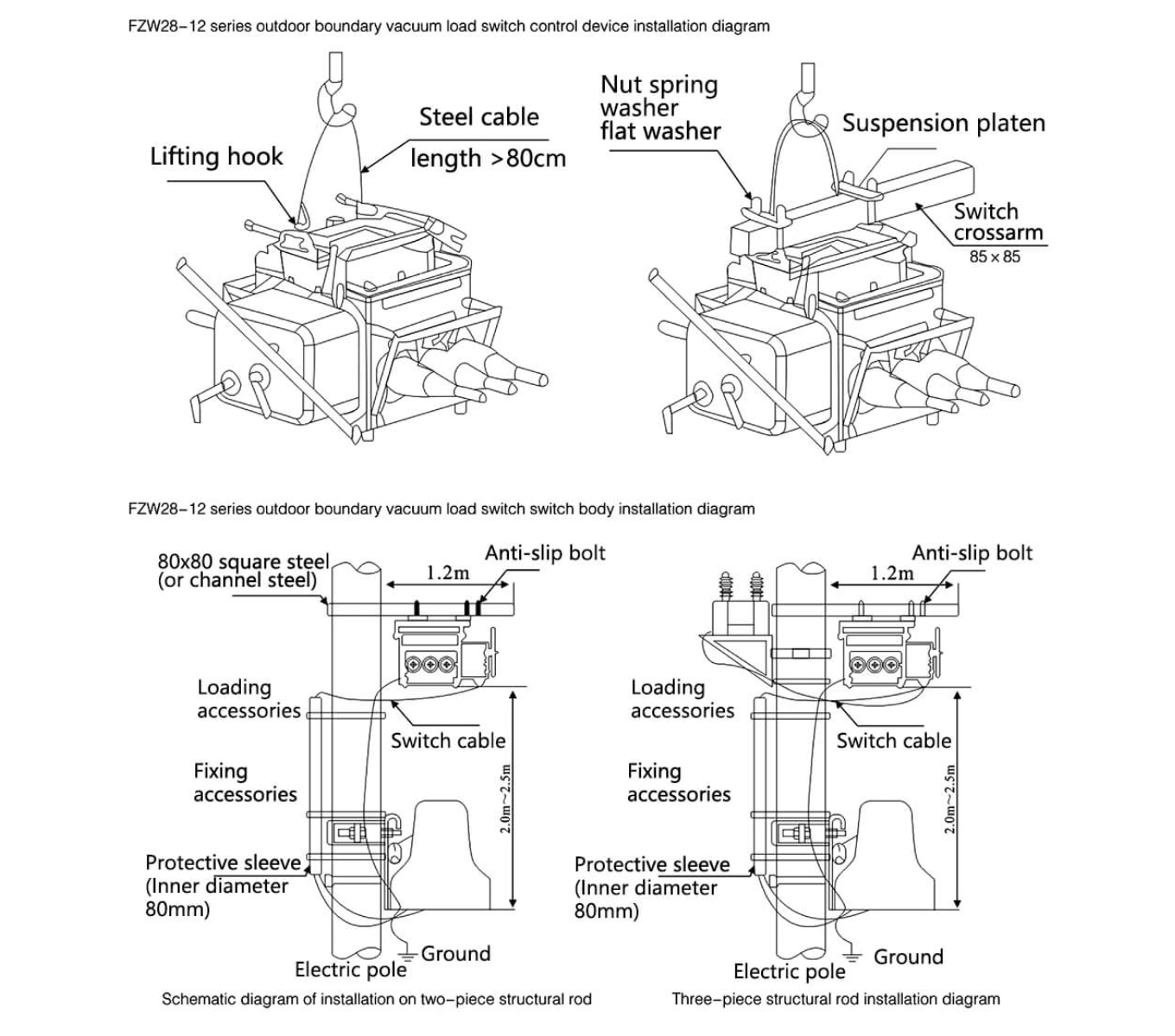 FZW28-12 Outdoor Vacuum Load Switch 12kV - Boundary Protection Zero-Sequence Detection Automatic Distribution