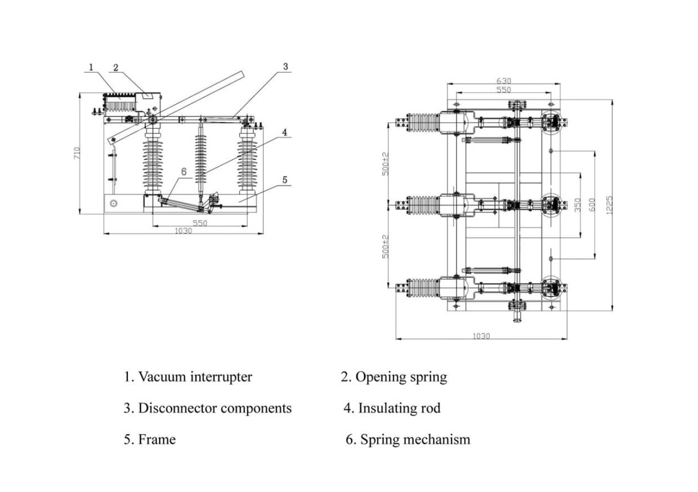 FZW32-24 Vacuum Load Break Switch 24kV 1250A - Outdoor High Voltage Disconnect 10000 Cycles Frequent Operation