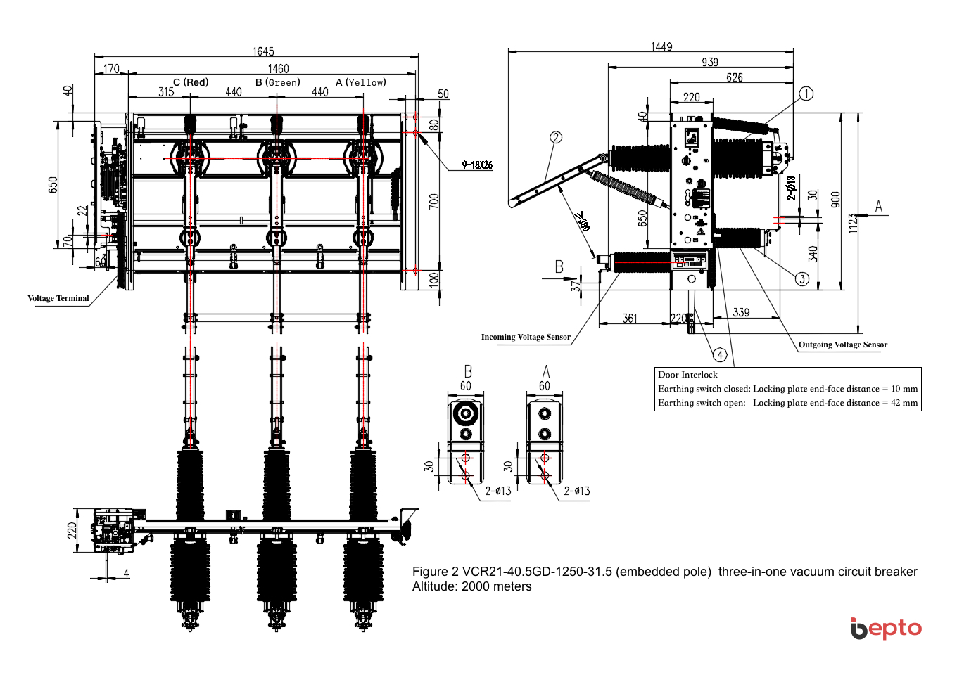 Figure 2 VCR21-40.5GD-1250-31.5 (embedded pole) three-in-one vacuum circuit breaker