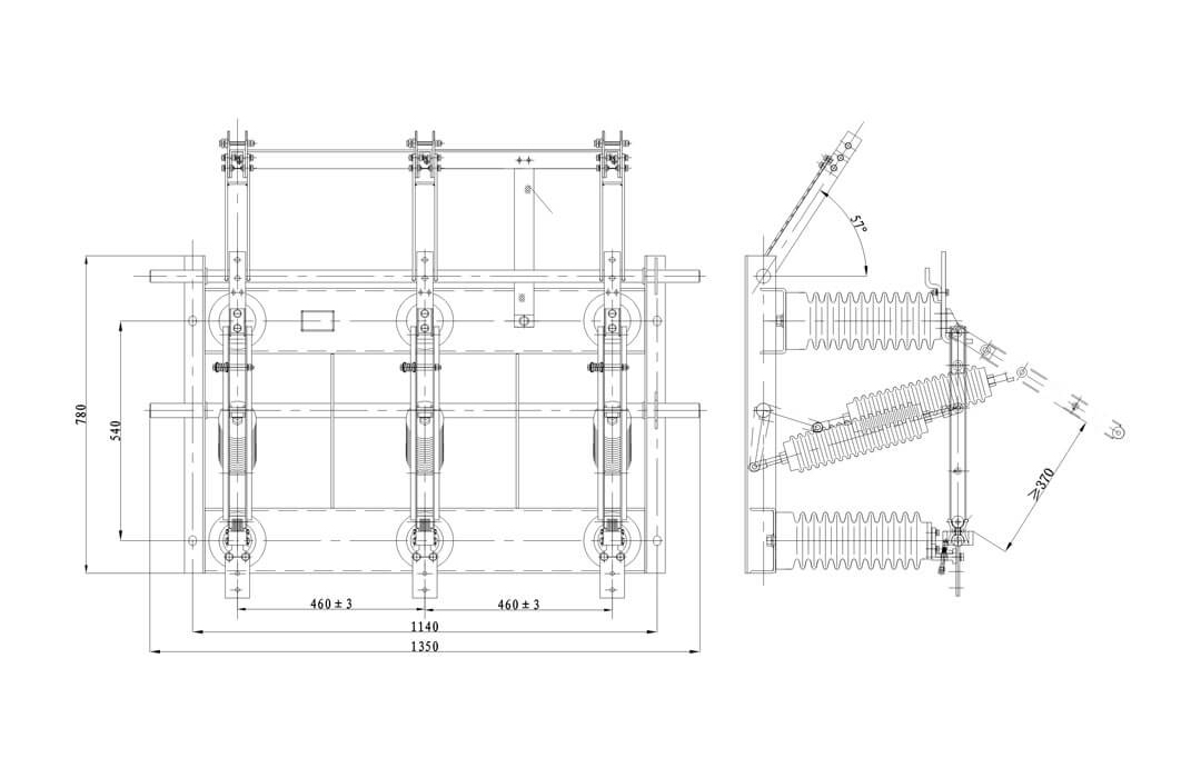 GN27-40.5 Indoor HV Isolating Switch 40kV 630-1250A - Vertical Rotating Blade CS6-2 Manual CX6 Electric 10-110kV Power System No-Load Circuit