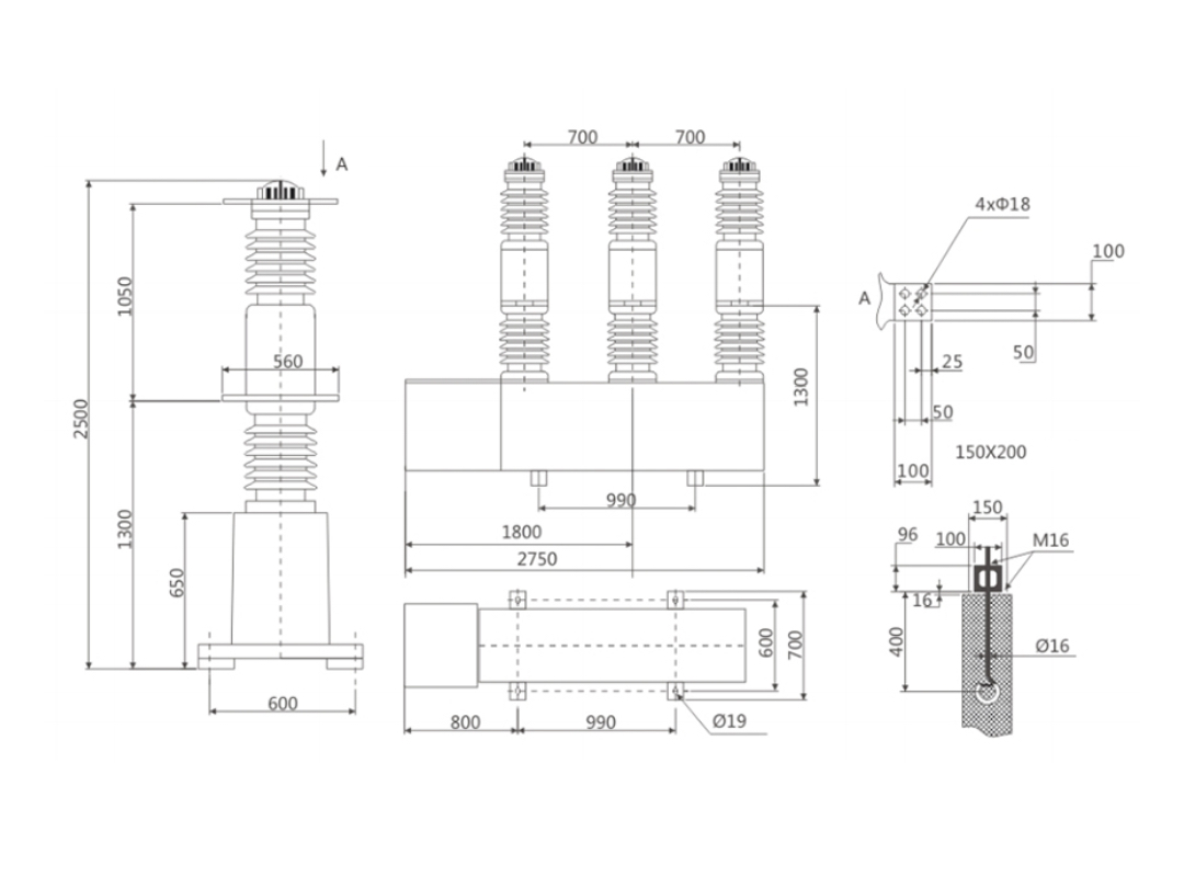 LW8 40.5 Outdoor SF6 Circuit Breaker 40.5kV - Porcelain Column High Voltage CT14 Spring Mechanism Transmission Distribution