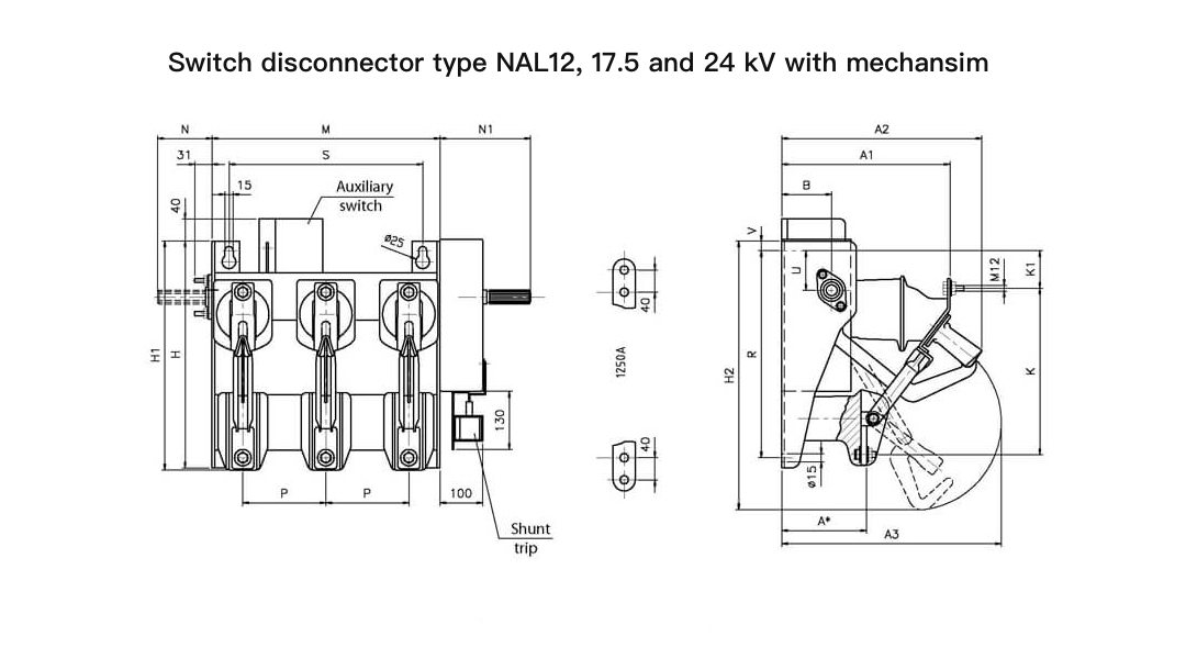 NAL FN18-12 Load Break Switch 12kV 630A - Medium Voltage LBS for RMU Similar to ABB Compact Modular Design
