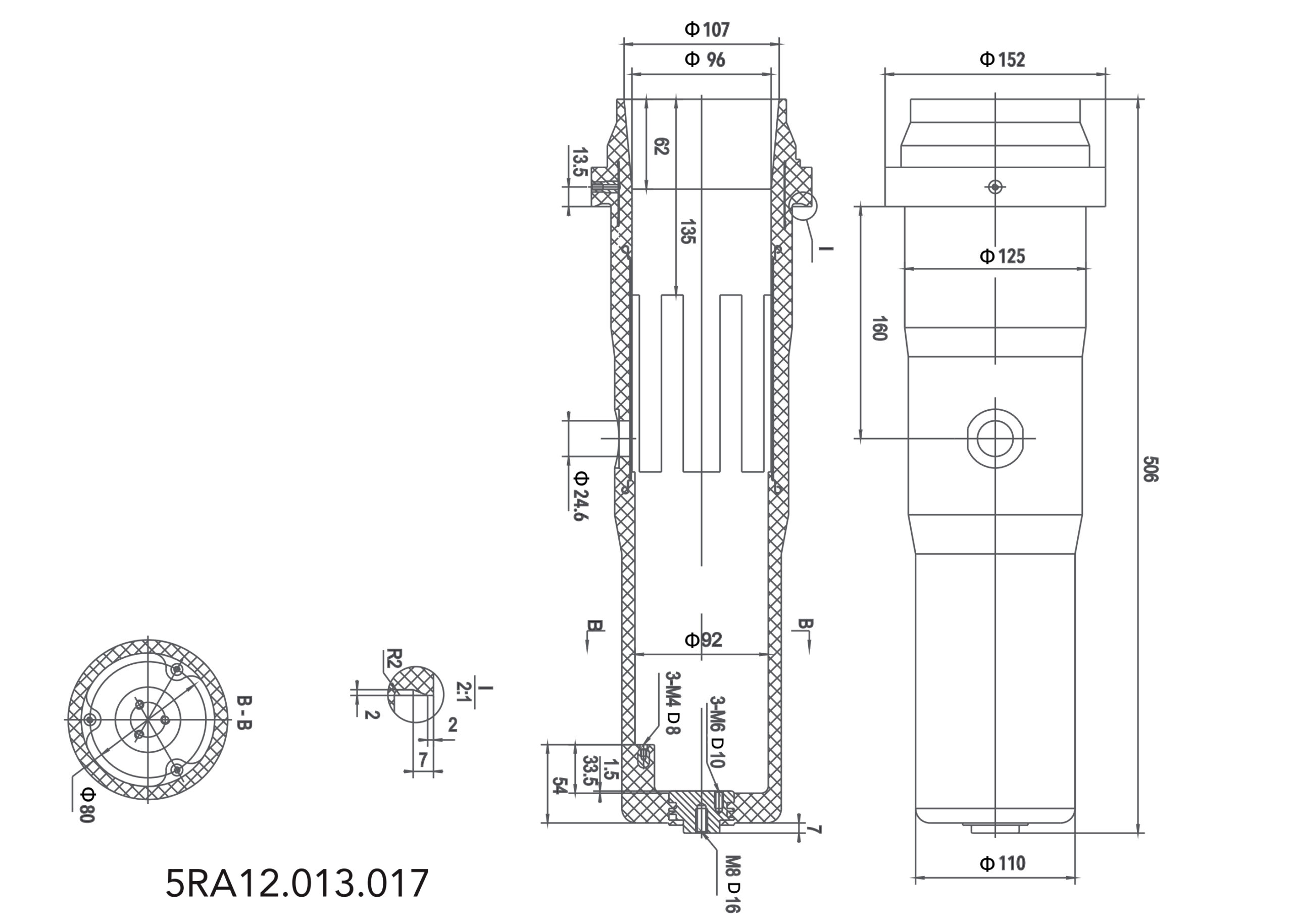 SF6-12-394 Miniature Gas Insulated Bushing 12kV - Compact Fuse Insulating Cylinder Ring Main Unit Switchgear 75kV Impulse