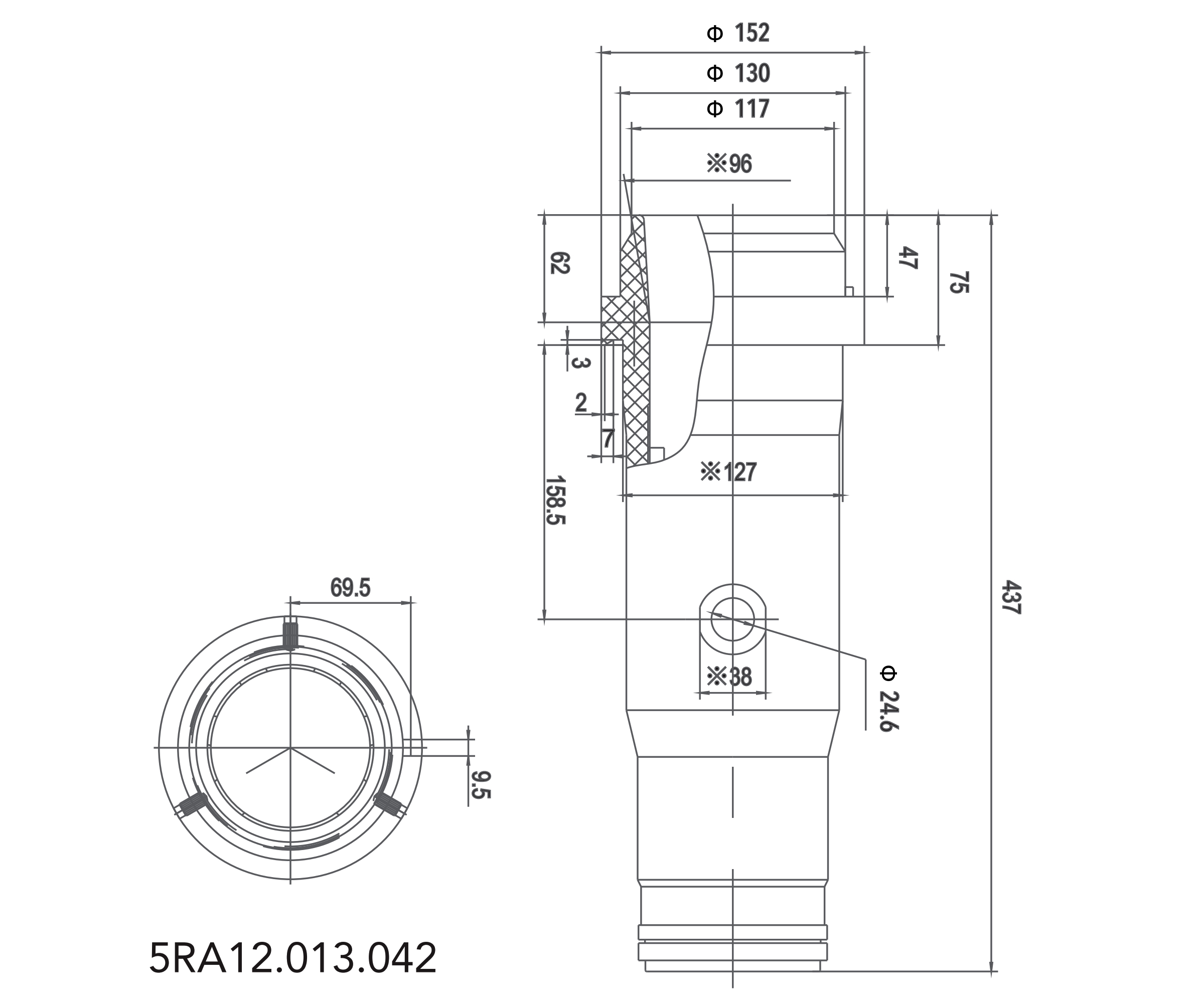SF6-12-437 Gas Insulated Bushing 12kV - High Performance Fuse Insulating Cylinder Switchgear RMU 75kV Lightning Protection