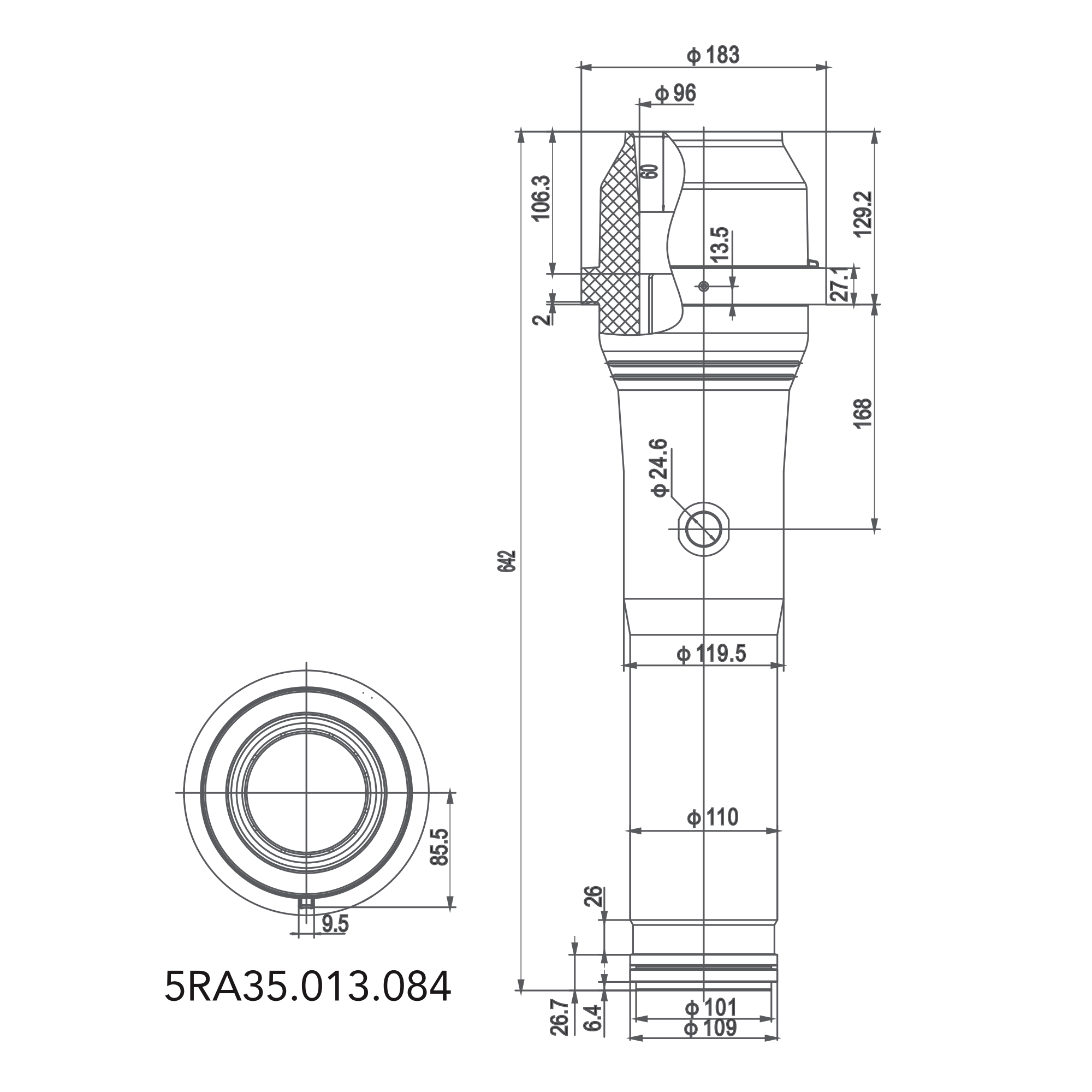 SF6-24-642 Gas Insulated Bushing 24kV - Extended Length Fuse Cylinder Switchgear RMU 185kV Lightning Impulse Protection