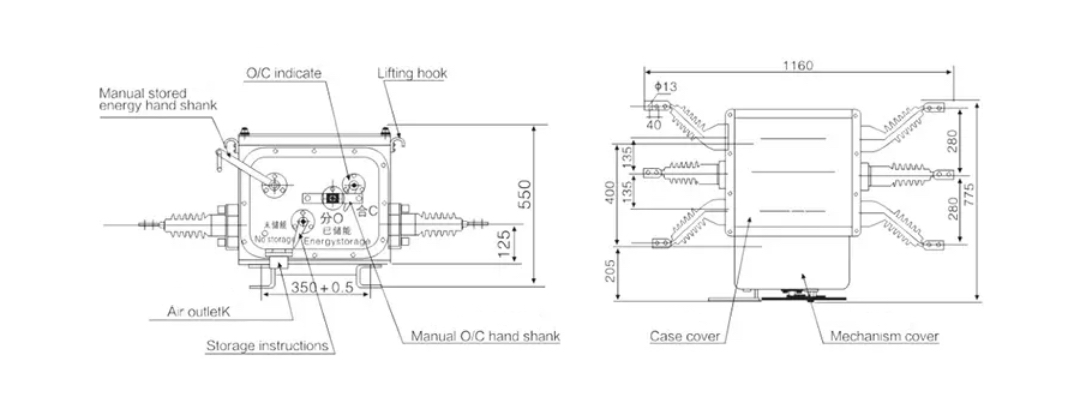 ZW20-12 Outdoor Vacuum Circuit Breaker 12kV VCB Recloser - Pole Mounted Auto Reclosing SF6 Distribution Automation
