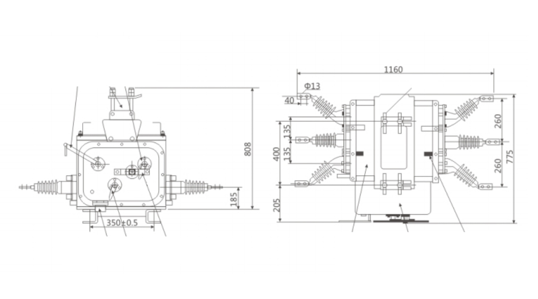 ZW20F-12-FZW28-12 Outdoor AC Boundary Vacuum Circuit Breaker 12kV - Automatic Distribution Network Zero-Sequence Detection Pollution Level IV