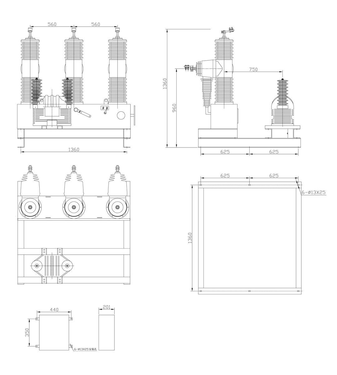 ZW32-40.5 Outdoor Vacuum Circuit Breaker 40kV VCB 630A - Smart Recloser Controller Fault Isolation Distribution Automation