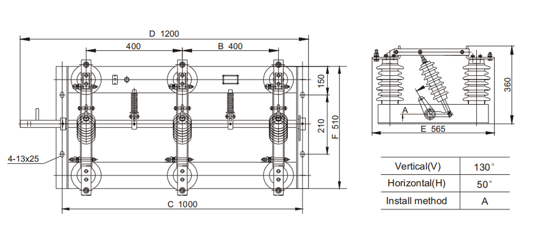 GW1 Outdoor AC HV Disconnect Switch 12-40.5kV 630-1250A - Three-Pole Linkage IEC62271-103 Anti-Pollution Type 5060Hz 20-25kA 2000 Life