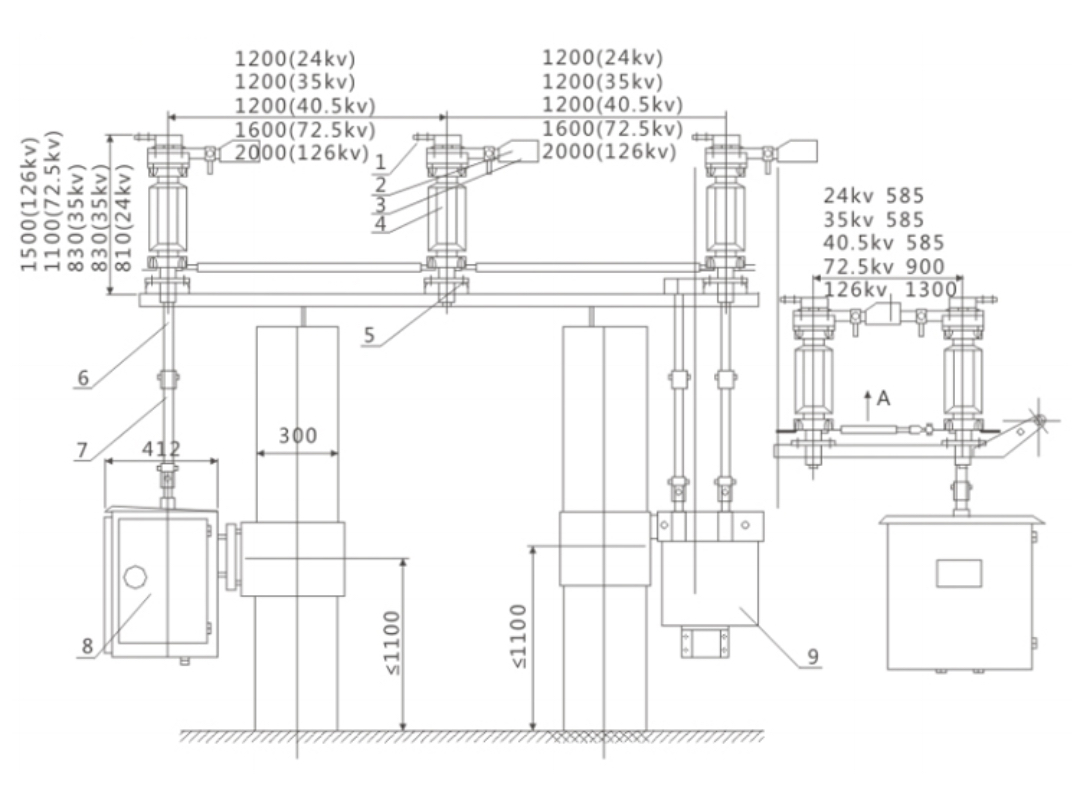 GW4 Outdoor AC HV Disconnector 72.5-126kV 50Hz - Soft Connection Terminal Type III Grounding Switch Mechanism Interlock Anti-Pollution Heavy Pollution