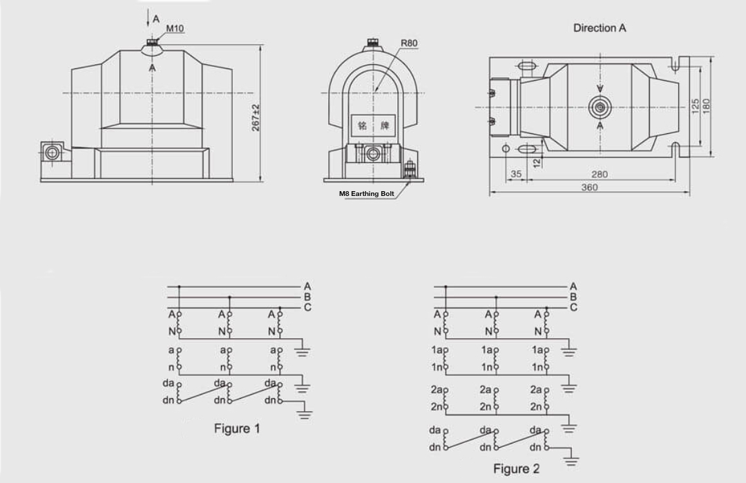 JDZX11-10/JDZX16-10Q Indoor Single-Phase Voltage Transformer 10kV Epoxy Resin Casting PT - 100V/√3+100V/3 Dual/Triple Secondary Grounding Protection 0.2/0.5/1/3/6P Class 600VA Max Output 12/42/75kV Insulation GB1207