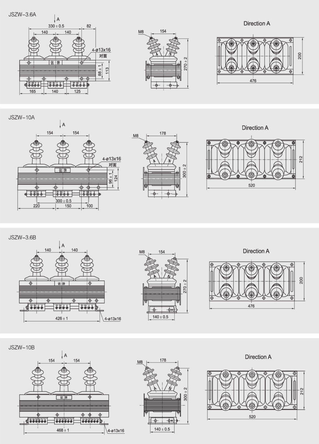 JSZW-3 6 10 Indoor Three-Phase Voltage Transformer 3kV 6kV 10kV Epoxy Resin Casting PT