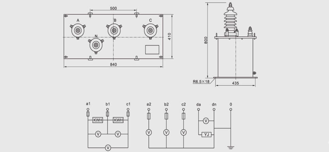 JSZWK-3/6/10 Outdoor Anti-Resonance Three-Phase Voltage Transformer 3kV/6kV/10kV Epoxy Resin Casting PT - 100V/√3+100V Triple Secondary Ferroresonance Suppression 0.2/0.5/6P Class 1500VA High Output 12/42/75kV GB1207