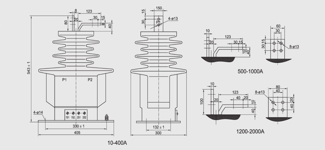 LZZB7-35 Current Transformer 35kV Medium Voltage CT - 50-2000A 0.2S 0.5S 10P10 Class 40.5 95 185kV Insulation Indoor Epoxy Resin GB1208 IEC60044-1